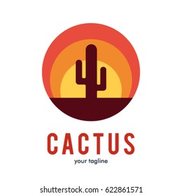 SUNSET CACTUS LOGO ICON SYMBOL 