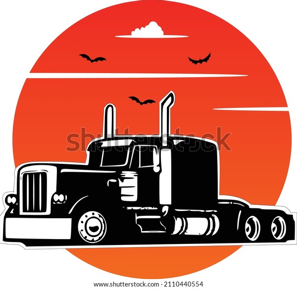 sunset\
car truck illustration, can be used for t-shirts\

