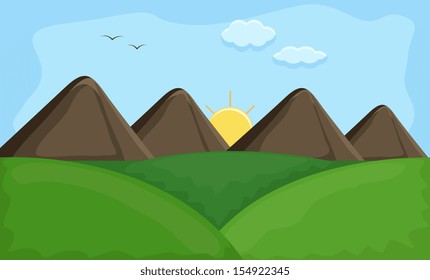 sunset - Cartoon Background Vector