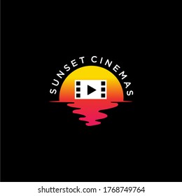 sunset cinemas logo design premium