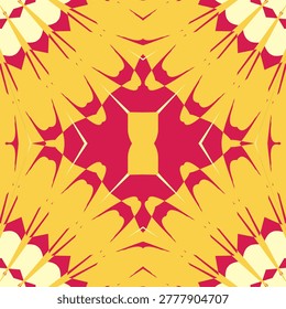 Sunset citrus burst continuous abstract pattern in cherry red, orange peel, vivid yellow, pale chiffon