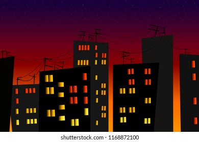 Sunset in the city