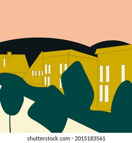 Sunset city Germany flat design 