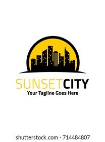 Sunset City Logo Template Vector