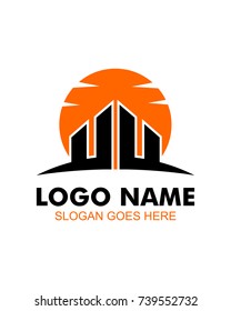 Sunset city logo template vector