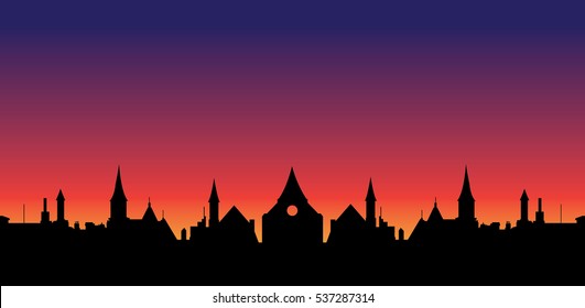 sunset   city silhouette
vector illustration