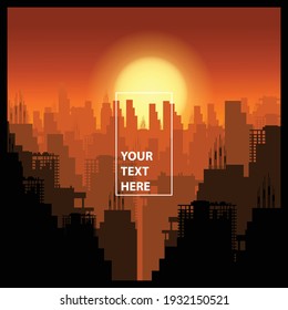 fondo vectorial del horizonte de la ciudad al atardecer