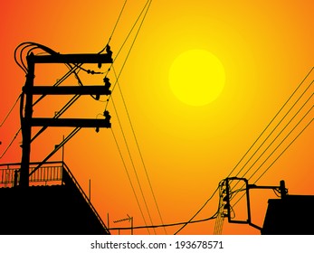Sunset in the city vector illustration
