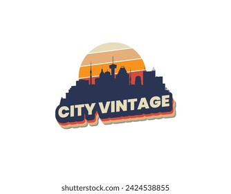 Sunset City Vintage Logo Design Template