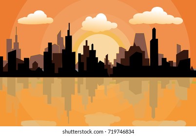 Sunset in the city.city scape vector