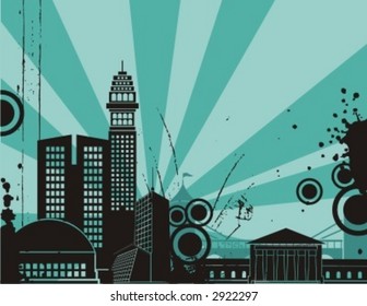 Sunset cityscape silhouette background series. Check my portfolio for much more of this series.