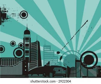 Sunset cityscape silhouette background series. Check my portfolio for much more of this series.