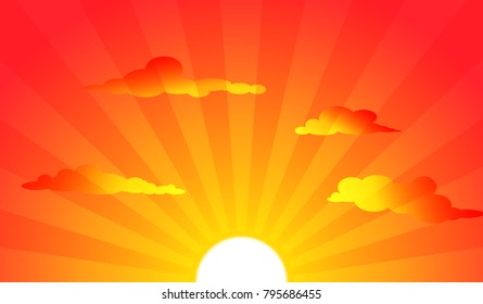Sunset Clouds Background Vector Illustration.