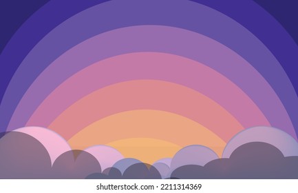 Sunset with clouds vector background