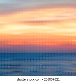 Sunset color blur landscape background. Mosaic pattern. Modern nature design. Web and mobile template. Vector illustration for your presentation design