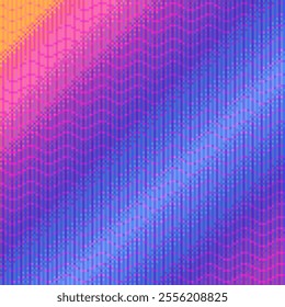 Sunset Color Gradient Background with Complex Scanlines, Pixel Art Illustration