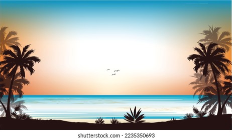 Sunset and Colorful Beach Background