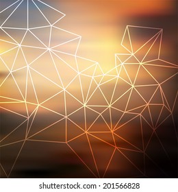 Sunset colorful geometric blurred unfocused lanscape background, backdrop for design