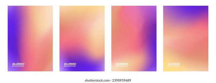 Sunset colors. Set of blurred abstract backgrounds with dynamic color gradients for creative seasonal graphic design. Vector illustration.