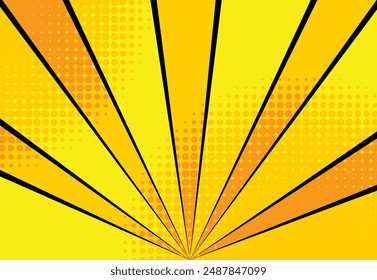 Arrière-plan comique ensemble de soleil. Image pop-art brillante de couleur mi-teinte. Dessin humoristique de bande dessinée, couverture de magazine. Drôle motif rétro bande moqueuse  illustration vectorielle