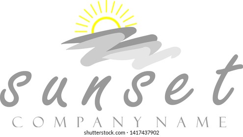 Sunset Company Name Logo Template - Vektor