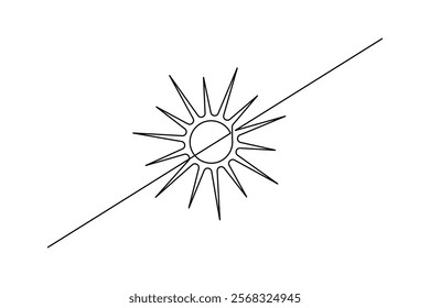 Sunset continuous one line art drawing of isolated outline vector illustration