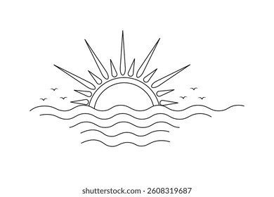 sunset Continuous one line art drawing of scissors vector illustration design
