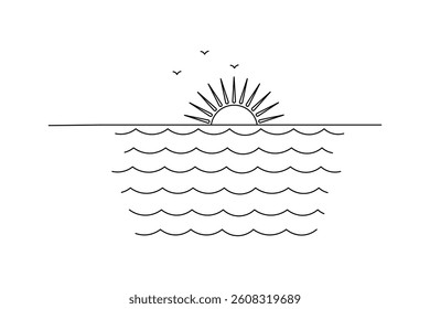 sunset Continuous one line art drawing of scissors vector illustration design
