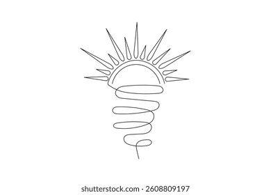 sunset Continuous one line art drawing of scissors vector illustration design