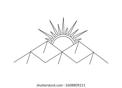 sunset Continuous one line art drawing of scissors vector illustration design