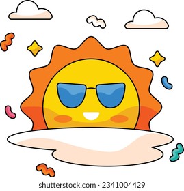  sunset cute holiday sticker icons design