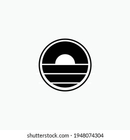 Sunset in dark circle logo illusration. Space moon star astronomy eclipse abstract sun dark abstrak, vector, symbol, logo, icon, sign, Illustration Minimalist.