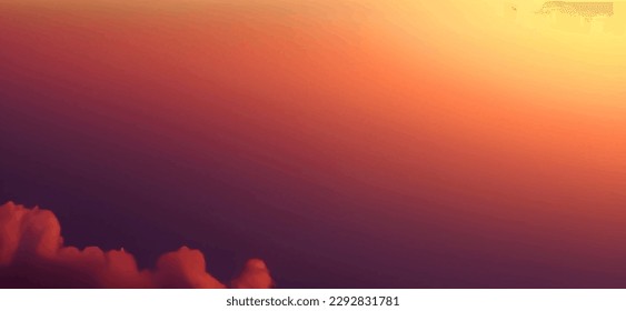 Sunset dawn clouds in fantasy style on soft dark background. Summer vacation concept. Summer light backdrop. Orange background. Autumn background. Fantasy backdrop. Fantasy wallpaper.