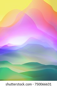 Sunset or Dawn Over Silk Mountains Landscape - Vector Illustration