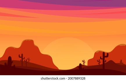Antecedentes del desierto al atardecer y concepto de papel pintado.