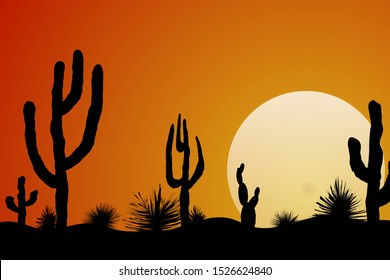 Sunset Desert Landscape Vector Stock Vector (Royalty Free) 1526624840 ...