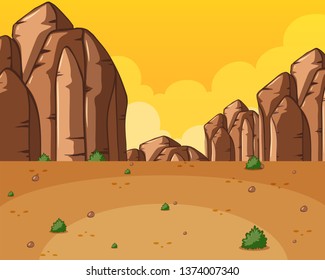 A sunset desert scene illustration