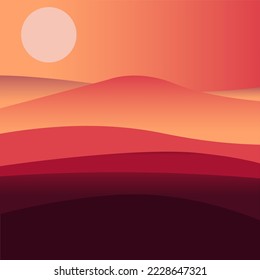 sunset in desert with sun