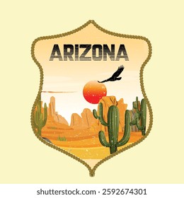 Sunset desert vibes vintage illustration.
