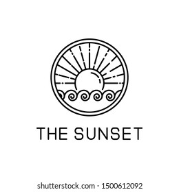 sunset design line art isolated white background. sunset vector illustration