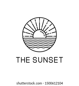 sunset design line art isolated white background. sunset vector illustration