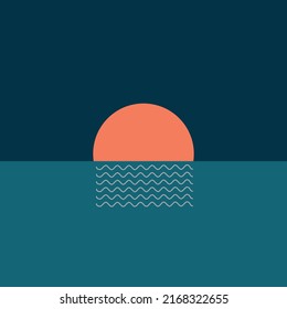 Sunset design in the sea with ripple sunbeam on the water professionally