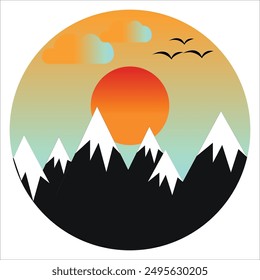 Sunset Design Vector Design Images, Sunset Art Design, T Shirt Design