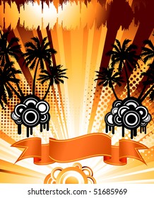 Sunset disco - abstract concept. Vector illustration