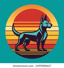 Sunset Dog T-Shirt Vector Illustration Design