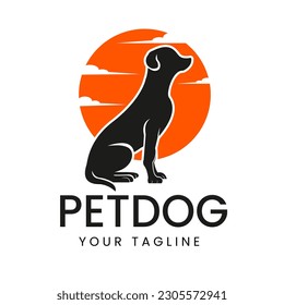 Sunset dog vector black silhouette design inspiration isolated on white background.