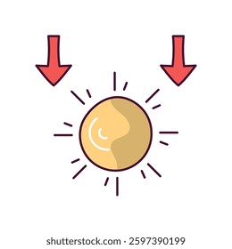 Sunset doodle color line icon with white background vector stock illustration