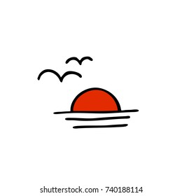 sunset doodle icon