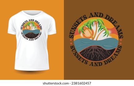 Sunset and Dream Vintage tshirt, Sunshine Feeling Awesome tshirt, Groovy Realtor Tshirt design