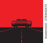 Sunset drive retro car on scenic road at dusk Vector Image
